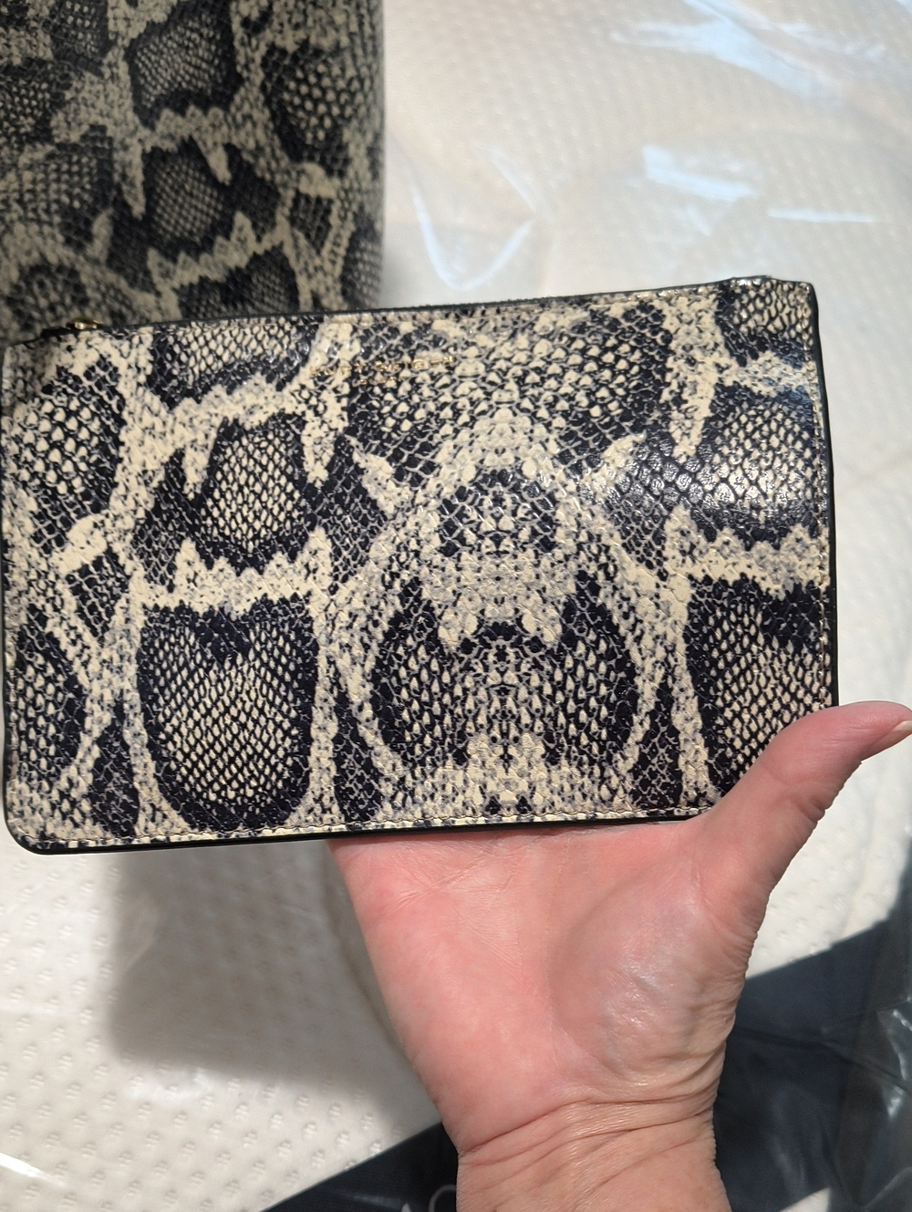 Kurt Geiger Black & Cream Snake-Print Tote - Picture 9 of 9